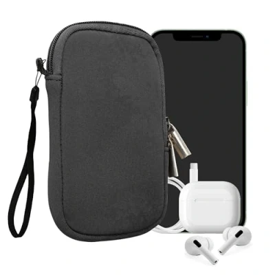 Image de kwmobile Housse Universelle Smartphone Pochette de Protection 12,5 x 6,5 cm pour téléphone Portable XS 3,5/4&quot; en néoprène Gris