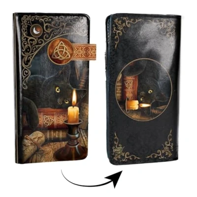Image de Nemesis Now Porte Monnaie en Cuir PU illustré « Witching Hour » de Lisa Parker avec détails reliefs, 19 cm, Noir B3939K8