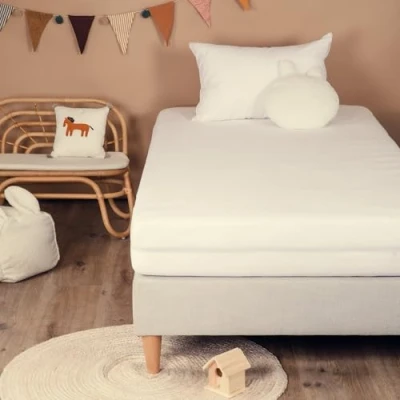 Image de Kadolis Alèse Enfant Imperméable Bouclette Coton Bio Protège Matelas pour lit 90x190x21 cm Absorbante et Respirante Etanche sans PVC Certifié OEKOTEX