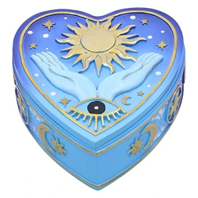 Image de Nemesis Now Fortunes of the Sun Box Boîte de rangement en résine moulée dans la plus fine peinte à main Bleu 15,5 cm