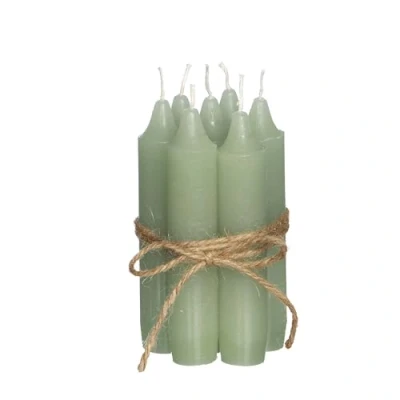 Image de comforder set de bougies confortable (7 pièces), en bâton 11 cm vertes, table unies, durée combustion plus 4 heures