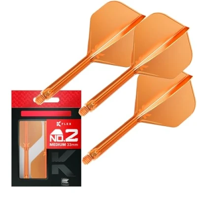 Image de Target Darts K Flex Integrated Dart Flight And Shaft, No.2 Orange (moyen) Pack de 3 fléchettes No 2, 2 en 1 moulées avec précision et tige fléchette Accessoires professionnel