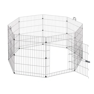 Image de Ferplast Enclos Lapin FREERUN Medium, Lapins, Cochon d&#039;Inde, Cloture, pour Animaux Domestiques, Diamètre 140 x 76,5 cm, avec Poignées et Porte, en Acier Inoxydable