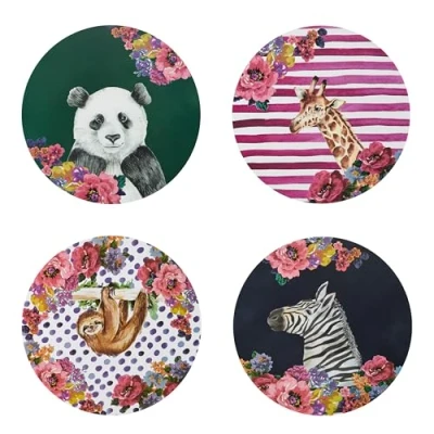 Image de Mikasa Wild at Heart Set de 4 sets table ronds en liège, 25 cm, résistants à la chaleur, antidérapants et lavables, avec motifs d&#039;animaux