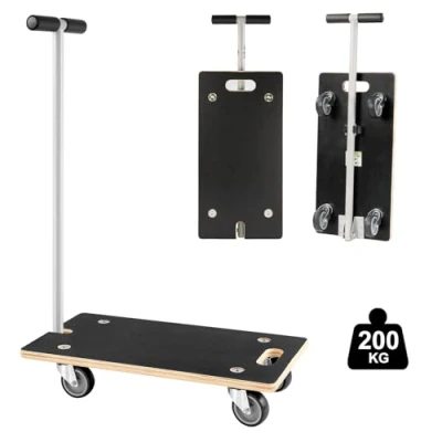 Image de Pejevir Diable Pliable en Bois avec Poignée, Chariot de Transport Max. 200KG, Chariots à Plateforme Plaque Rectangulaire, Socle Roulant roulettes pour Meubles Table Canapé Piano