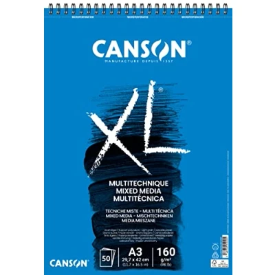 Image de CANSON XL Mix Media Album spiralé petit côté 30 feuilles Grain léger A3 160g/m² Blanc