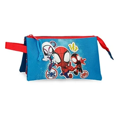 Image de Marvel go webs Trousse à crayons trois compartiments Bleu 22x12x5 cm Polyester