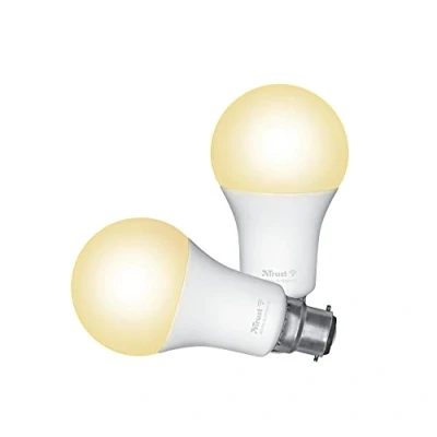 Image de Trust WIFI CCT B22 71299 02 Ampoule Connectée, Compatible avec Alexa et Google Home, Dimmable, Sans Hub, 2.4GHz Lampe LED, WiFi, Lumière Blanche Chaude à Froide Lot de 2