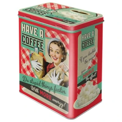 Image de Nostalgic Art Boîte de Conservation rétro L, Have A Coffee Idée Cadeau pour nostalgiques, Grande récipient à café métallique, Design Vintage, 3 l