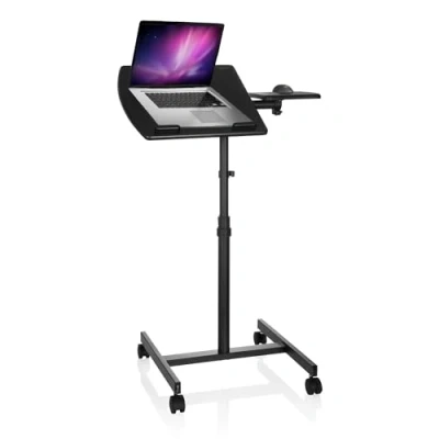 Image de hjh Office 802110 Vm SL Bureau d&#039;ordinateur Portable Pivotant et Réglable en Hauteur avec Repose Souris, Noir, 40 x 44 102