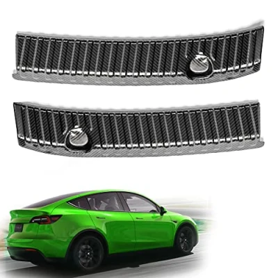 Image de Shop4EV Lot de 2 protections coffre, seuil chargement, en acier inoxydable, compatible avec Tesla Model Y (aspect carbone)