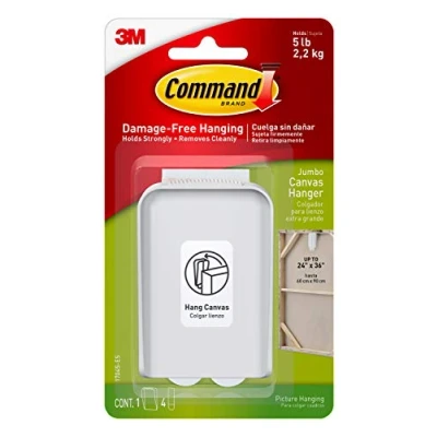 Image de 3 M Command Cintre Jumbo Toile Blanc Crochets et 4 bandes, acrylique, multicolore