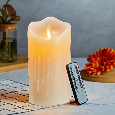 Image de Bougies LED, Sans Flamme Vacillantes, à Piles, en Cire Réelle avec Télécommande, Fonction de Minuterie,Avec Gouttes Cire,Dimmable pour Décoration Mariage Anniversaire 12.5cm