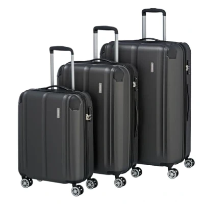 Image de travelite Set de valises à 4 roulettes, avec Serrure TSA + pli d&#039;extension (sauf Taille S), série Bagages City : Valise Trolley Robuste Coque Dure Surface résistante aux Rayures