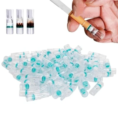 Image de Filtre Porte cigarette, à Cigarette Jetable 100 Pièces avec Convertisseur de Fin, Accessoire Purification Fumée Portable pour Fumeurs