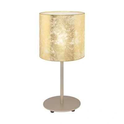 Image de Eglo lampe de chevet Viserbella, table à poser vintage, luminaire salon en acier et textile couleur champagne, doré, avec interrupteur, douille E27