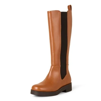 Image de Amazon Essentials Botte Haute à Soufflet Femme, Fauve, 42 EU