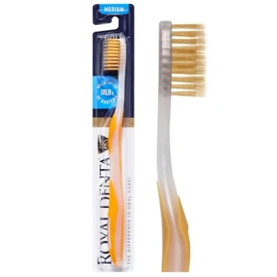 Image de Royal Denta Nano Gold, Brosse à Dents Moyenne (Jaune)