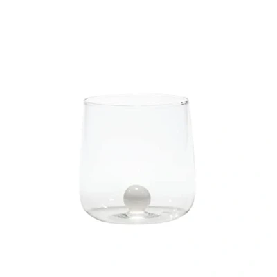 Image de Zafferano Bilia Tumbler en Verre Transparent Fait Main, Décoré d&#039;une Boule de Coloré à L&#039;Intérieur, cl 44 h 90mm d 88mm Set 6 pièces Blanc