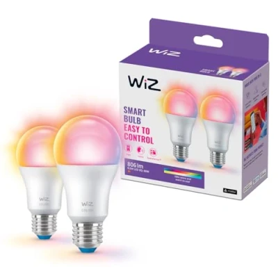 Image de WiZ, lot de 2 ampoules connectées Wi Fi couleur, équivalent 60W, culot E27, fonctionne avec Alexa, Google Assistant