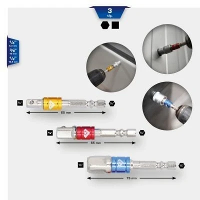 Image de KS TOOLS BT053003 Coffret d&#039;embouts carrées adaptateurs 10 (3/8&quot;), 12,5 (1/2&quot;), 6,3 (1/4&quot;)