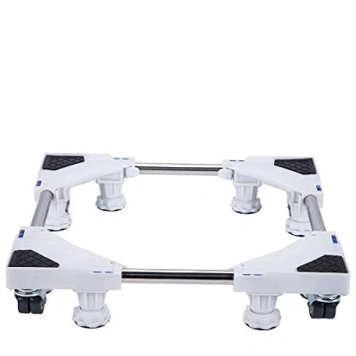 Image de SMONTER Base réglable et mobile multifonctionnelle avec roulettes pour sèche linge, machine à laver réfrigérateur, 8 pieds+4 roues, blanc