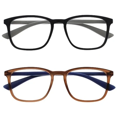 Image de OPULIZE Max Lunettes de Lecture 2 Paires Monture Large et Rectangulaire, Forme Classique Noir Brun Mat Hommes Femmes Unisexe RR78 12 +3,00