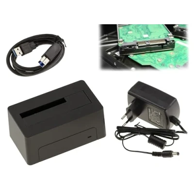 Image de Docking station pour disque SAS liaison USB3.0 5G, alimentation 12V 2A. Support 18TB USB Serial Attached SCSI HDD Dock