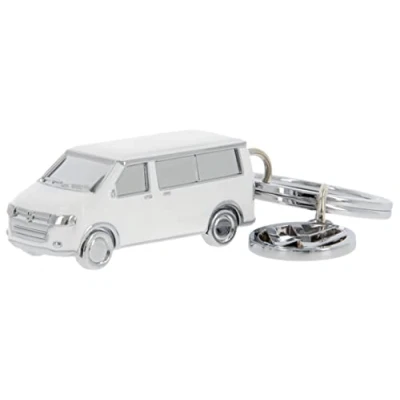 Image de BRISA VW Collection porte clés en métal 3D Volkswagen avec anneau au design du Combi T5/T6 (Classic Combi/Blanc)