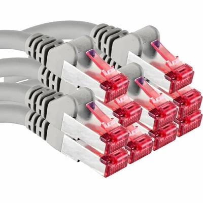 Image de Câble réseau CAT6 10x 0,5m blindage SFTP de brassage CAT.6 RJ45 Ethernet DSL LAN routeur commutateur modem panneau gris 10 pièces