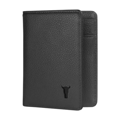 Image de TORRO Bifold Wallet Portefeuille à Deux Volets Porte Cartes en Cuir véritable de qualité supérieure avec Protection RFID (Noir)