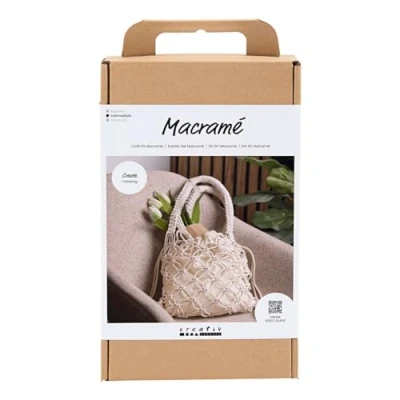Image de Creativ Company Creative Macramé Set Bag in White Perfect for Designing an Individual