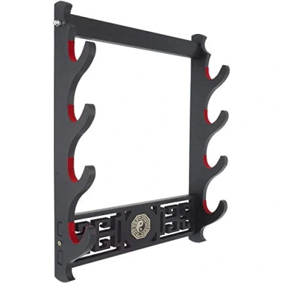 Image de Z fiber Support Mural épée Porte présentoir rembourré Katana Wakizashi Genji et samouraï épées Motif de potins,4 Tier