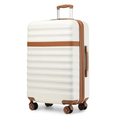 Image de Kono Valise Grande Taille Extensible Soute Léger et Rigide en ABS+PC avec 4 Roues Silencieuses à 360 Serrures TSA (Blanc Crème,XL)