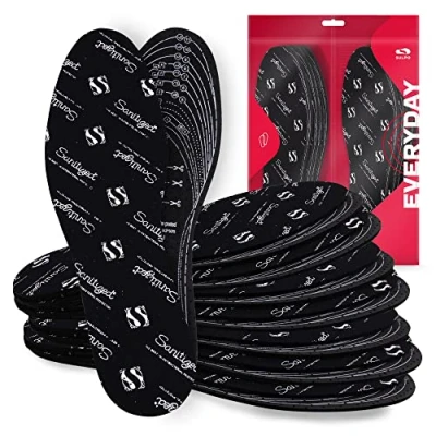 Image de SULPO Lot de 8 paires Semelles Sanitized intérieures contre les odeurs pied en latex souple avec couche coton Inserts à découper anti transpiration