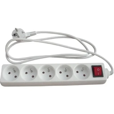 Image de Bloc 5 prises 16A 2P+T avec interrupteur Blanc Zenitech