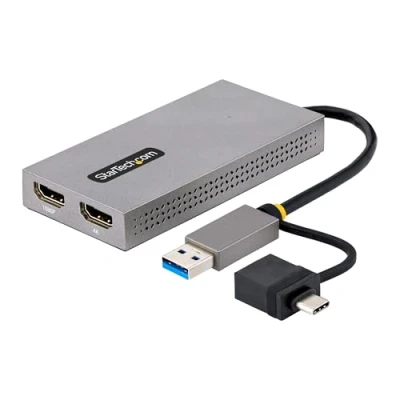 Image de Startech.Com usb to dual hdmi adapter, a/c 2x monitors (1x 4k 30hz, 1x 1080p), integrated a c dongle, 4in/11cm ca