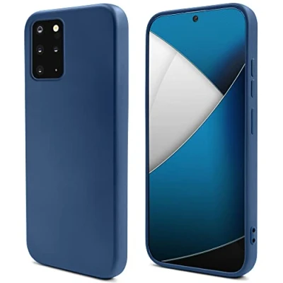 Image de Moozy Lifestyle. coque en silicone pour Samsung S20 Plus, bleu nuit légère liquide avec finition mate et doublure microfibre douce, de qualité supérieure Neuf