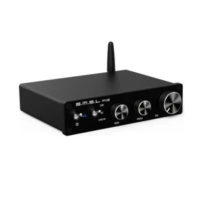 Image de SMSL A12 Infineon&#039;s MA12070 Amplificateur Audio stéréo Bluetooth 5.0 Classe D intégré 2 canaux pour Haut Parleur Domestique avec contrôle des Basses et aigus 80 W x
