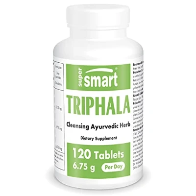 Image de Supersmart Triphala 750 mg Mélange de Trois Fruits: Harada, Amla et Behada Aide à Optimiser l’Appétit le Transit Intestinal Détoxifiant Naturel Sans OGM 120 Comprimés