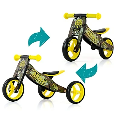 Image de Milly Mally Jake Draisienne à Deux ou Trois Roues Vélo en Bois Army