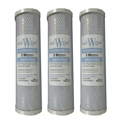Image de Nature&#039;s Water Lot de 3 cartouches filtres à eau bloc charbon pour système filtre osmose inverse 25 cm
