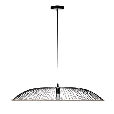 Image de Lussiol 250534 Suspension, 60 W, Noir Métal/Rotin