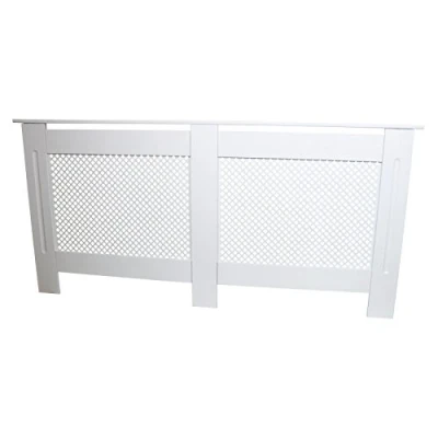 Image de MonsterShop Cache Radiateur à Motif Grillagé en MDF Blanc de 172cm Large x 82cm Haut 18,8cm Profondeur