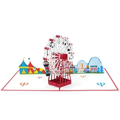 Image de Favour Pop Up® Carte de vœux 3D pour nombreuses occasions Illustration délicate qui se déploie comme une grande roue lors d&#039;une fête foraine TF120
