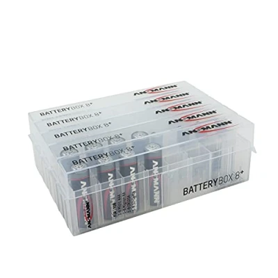 Image de ANSMANN Boîtier de Rangement pour 1 à 8 Piles AA/AAA/CR123A (5 pces) Solution jetables comme Rechargeables Boîte Transport en Plastique Solide