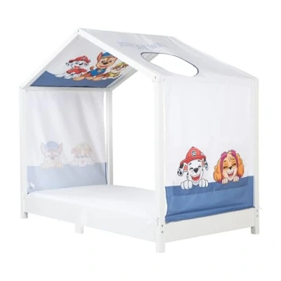 Image de roba housse pour lits Montessori 70 x 140 cm au design Paw Patrol Accessoire adapté transformer en lit à baldaquin Inclus : 3 pochettes de rangement et fenêtre toit