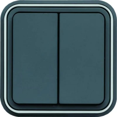 Image de cubyko Double interrupteur va et vient encastré gris IP55 (WNE040)