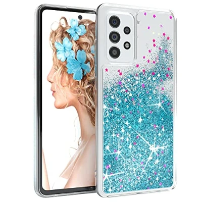 Image de EAZY CASE coque compatible avec Samsung Galaxy A52 / (5G) A52s de protection paillettes liquides, arrière TPU/silicone transparent