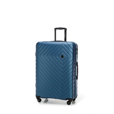 Image de WITTCHEN Cube Line Grande Valise en ABS Simple Gaufrage Géométrique 4 roulettes d&#039;une Poignée Extractible Serrure à Combinaison Taille L Bleu foncé
